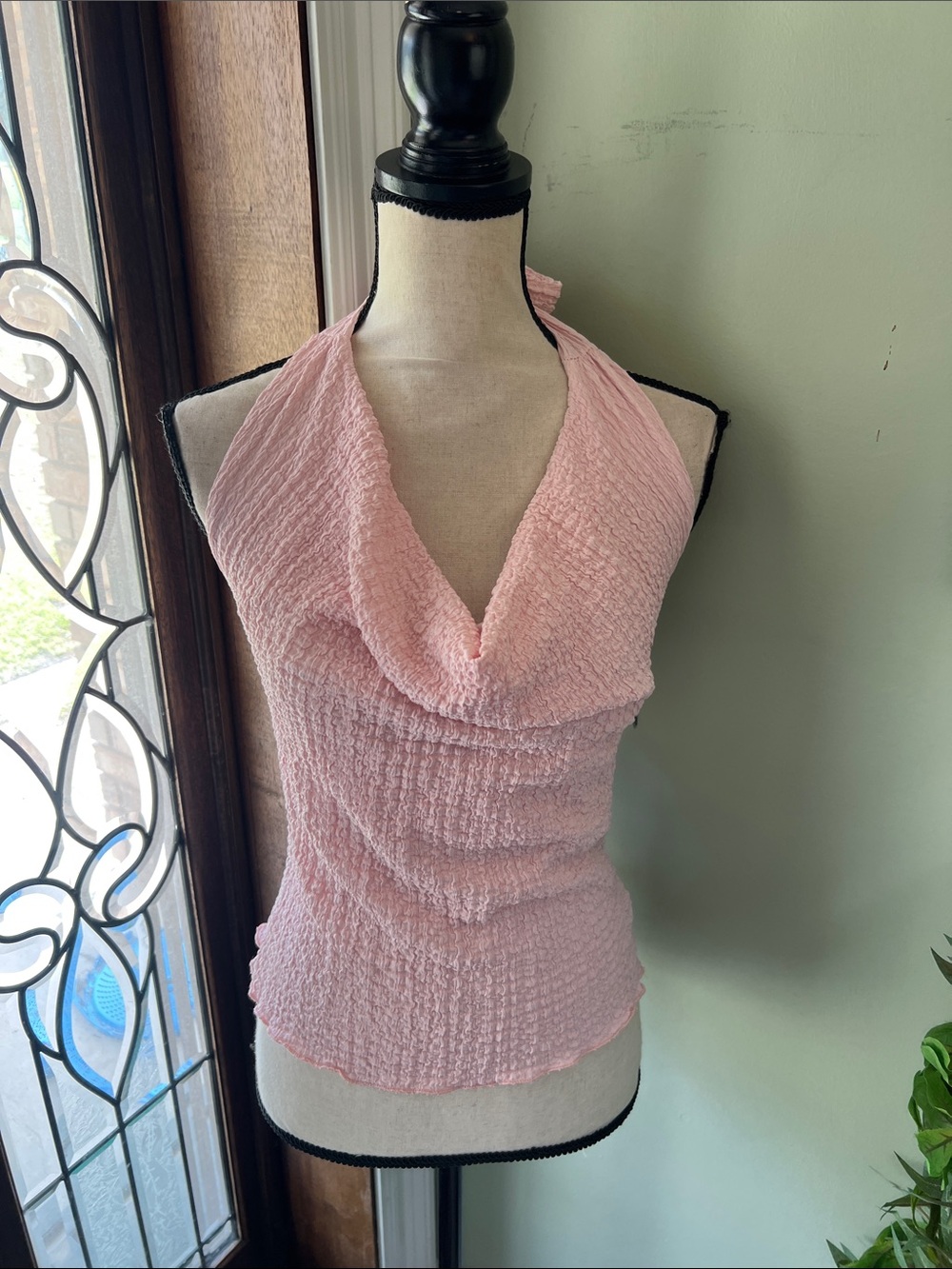 See You Monday Pink Halter Cowl Neck Camisole